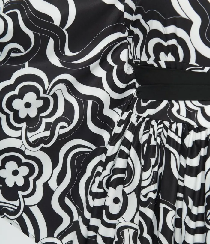 Smak Parlour Black Psychedelic Floral Belted Caftan DressesPlus Unique Vintage Caftans