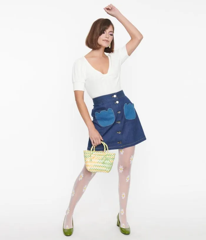 Smak Parlour Dark Denim Tulip Match Game Mini Skirt Clothing Unique Vintage Skirts Smak Parlour Dark Denim Tulip Match Game Mini Skirt Clothing Unique Vintage Skirts