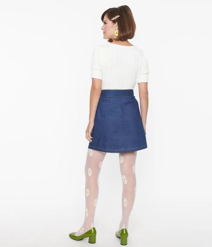 Smak Parlour Dark Denim Tulip Match Game Mini Skirt Clothing Unique Vintage Skirts