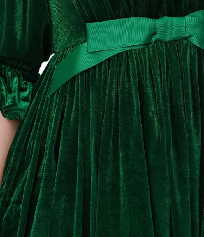 Smak Parlour Green Velvet Love Interest Babydoll Dress DressesPlus Unique Vintage Babydoll