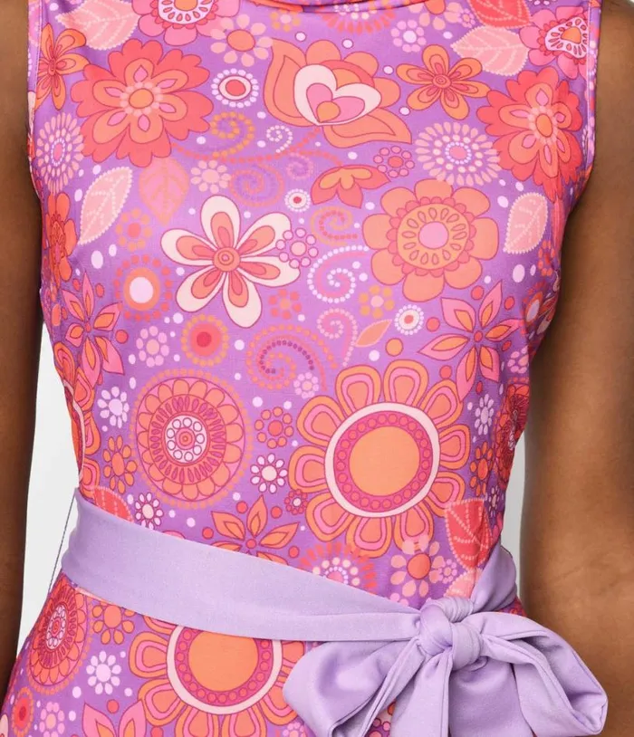 Smak Parlour Groovy Orange Floral Cowl Neck Jumpsuit ClothingPlus Unique Vintage Rompers and Jumpsuits