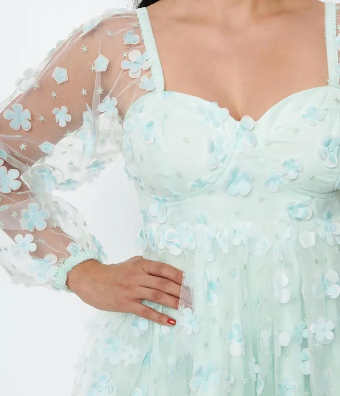 Smak Parlour Mint Tulle and Daisy Babydoll Dress DressesPlus Unique Vintage Babydoll