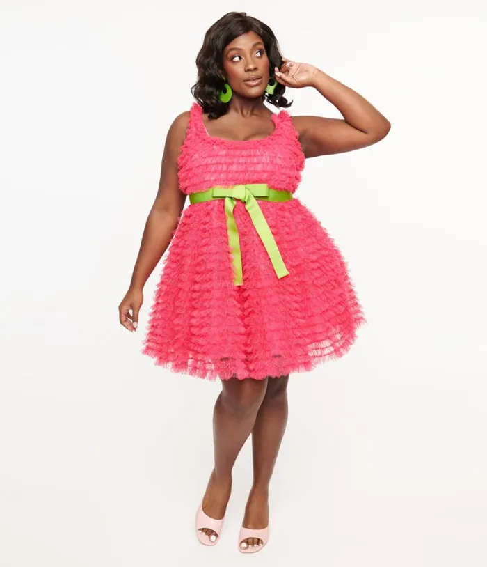 Smak Parlour Plus Size 1960s Hot Pink Empire Waist Mini Dress DressesPlus Unique Vintage Babydoll Smak Parlour Plus Size 1960s Hot Pink Empire Waist Mini Dress DressesPlus Unique Vintage Babydoll