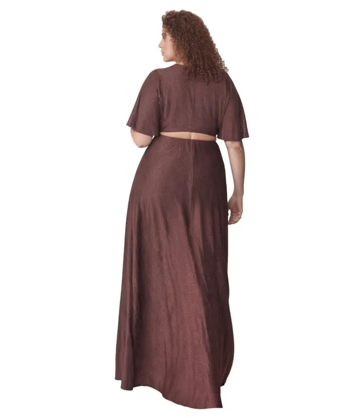 Smak Parlour Plus Size 1970s Shimmering Rose Pink and Black Knit Maxi Dress DressesPlus Unique Vintage Midi and Maxi
