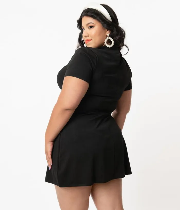 Smak Parlour Plus Size Black Mock Turtleneck Wave Maker Dress Dresses Unique Vintage Pocket Dresses