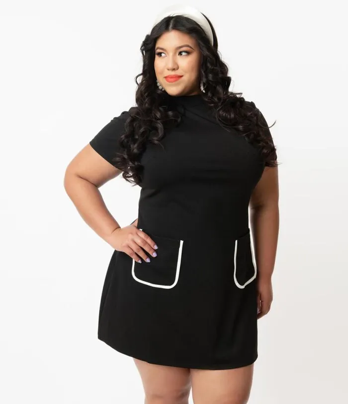 Smak Parlour Plus Size Black Mock Turtleneck Wave Maker Dress Dresses Unique Vintage Pocket Dresses