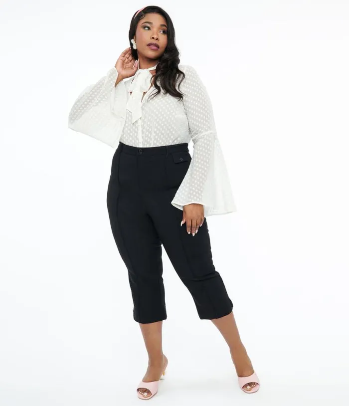 Smak Parlour Plus Size Black Pintuck Capris ClothingPlus Unique Vintage Pants Smak Parlour Plus Size Black Pintuck Capris ClothingPlus Unique Vintage Pants