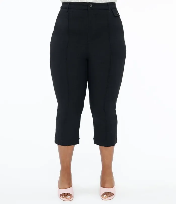 Smak Parlour Plus Size Black Pintuck Capris ClothingPlus Unique Vintage Pants