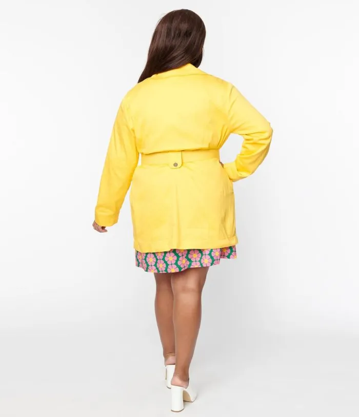 Smak Parlour Plus Size Yellow Belted Trench Coat ClothingPlus Unique Vintage Jackets