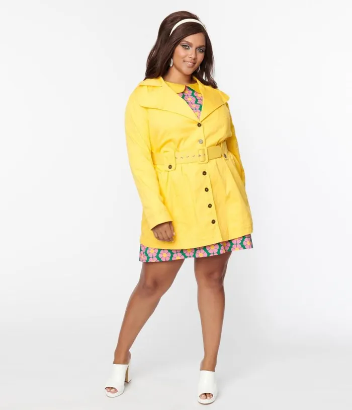 Smak Parlour Plus Size Yellow Belted Trench Coat ClothingPlus Unique Vintage Jackets
