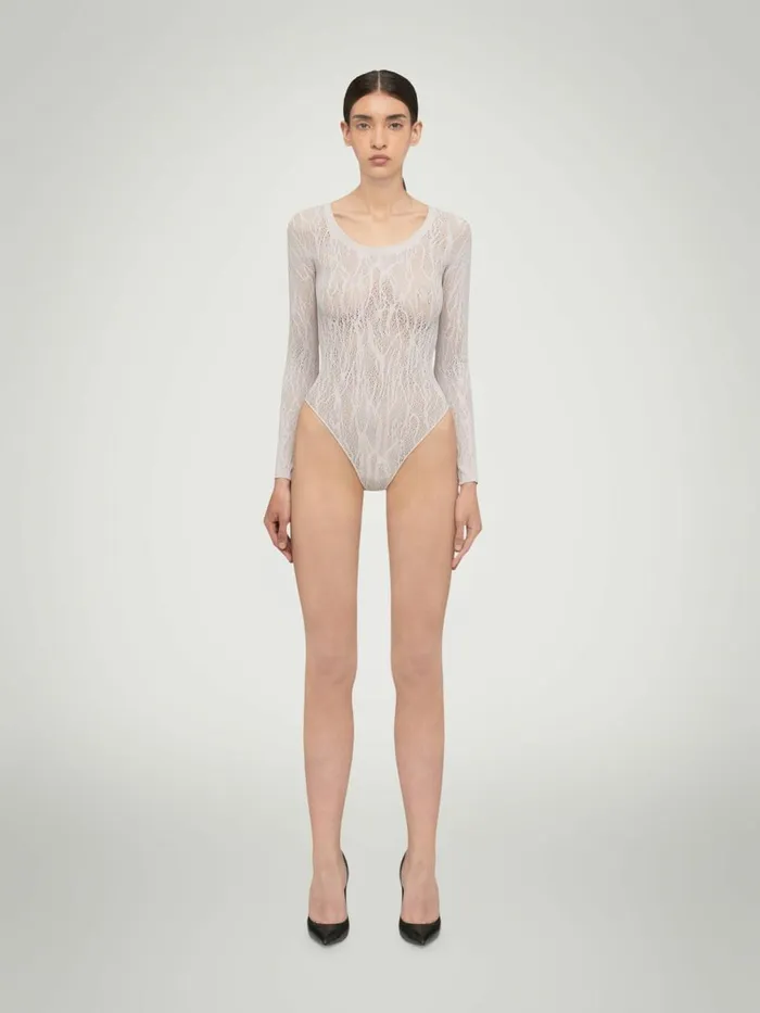 Snake Lace String Body Platinum Women Wolford Longsleeve Shirts