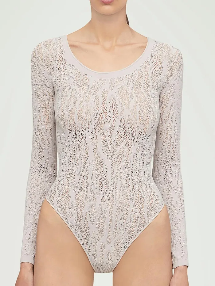 Snake Lace String Body Platinum Women Wolford Longsleeve Shirts