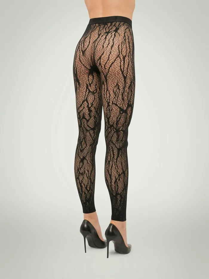 Snake Lace Tights Leggings Black Women Wolford Tights