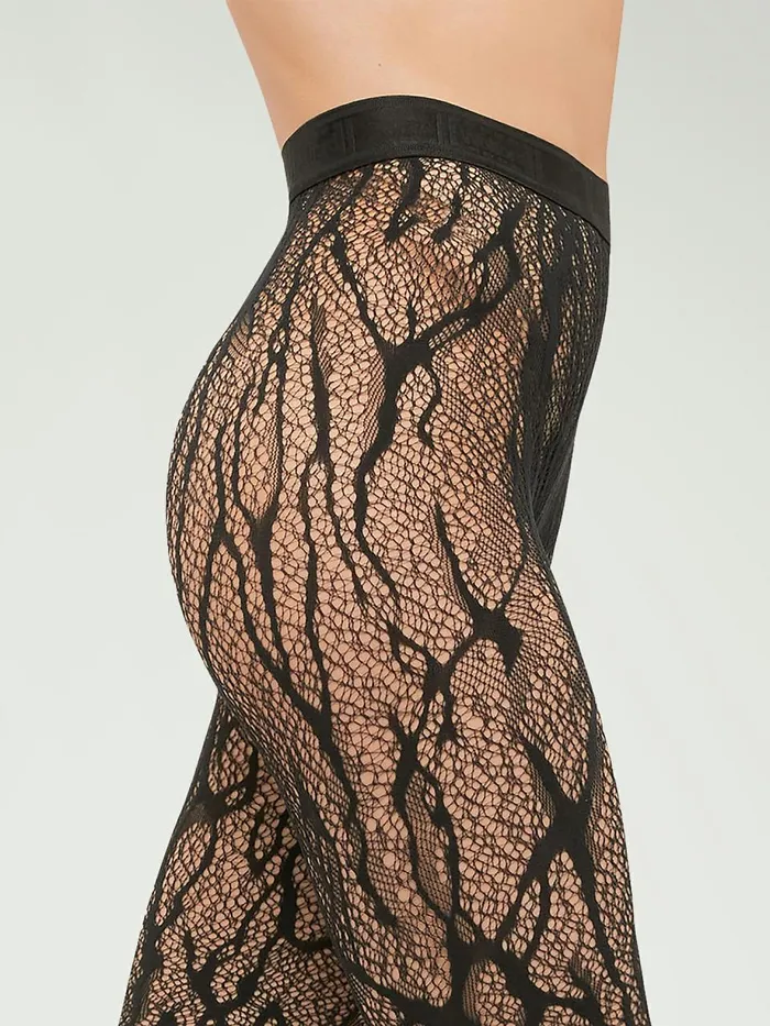 Snake Lace Tights Leggings Black Women Wolford Tights