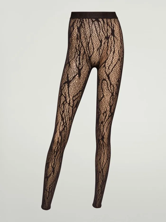 Snake Lace Tights Leggings Black Women Wolford Tights