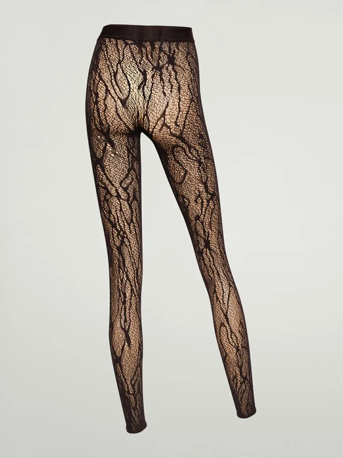 Snake Lace Tights Leggings Black Women Wolford Tights