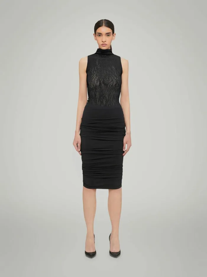 Snake Lace Top Sleeveless Black Women Wolford Tops