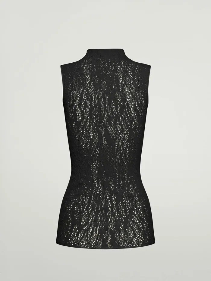Snake Lace Top Sleeveless Black Women Wolford Tops