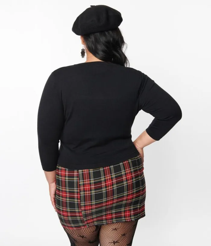 Sourpuss Black Spooky Heart Cropped Cardigan ClothingHalloweenPlus Unique Vintage Jackets