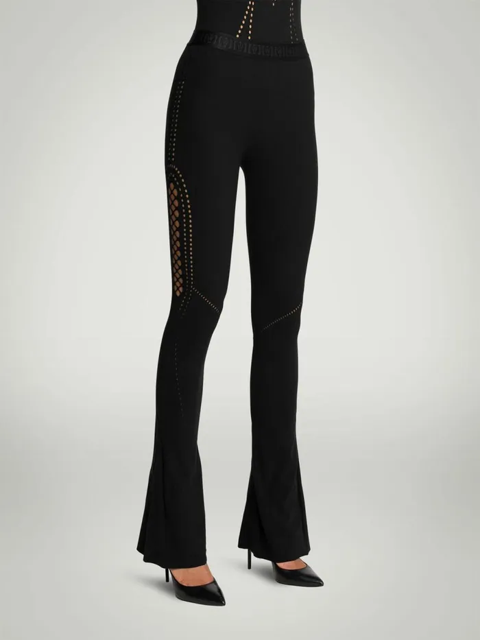 Sporty Lacing Net Leggings Black Women Wolford Leggings