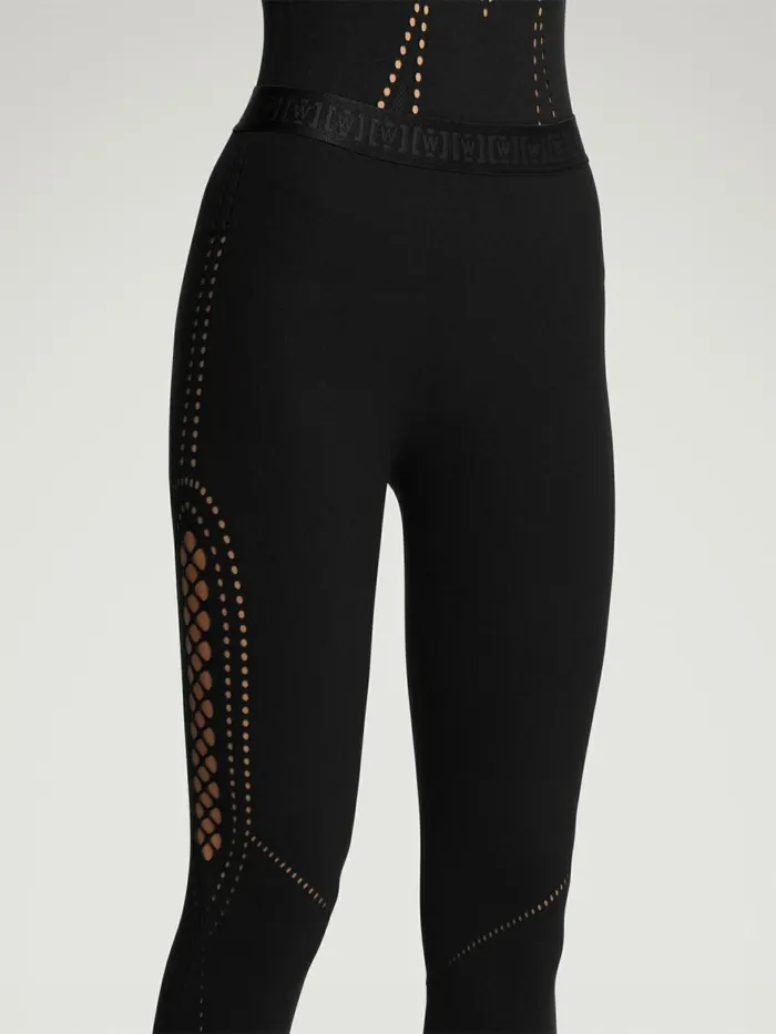 Sporty Lacing Net Leggings Black Women Wolford Leggings