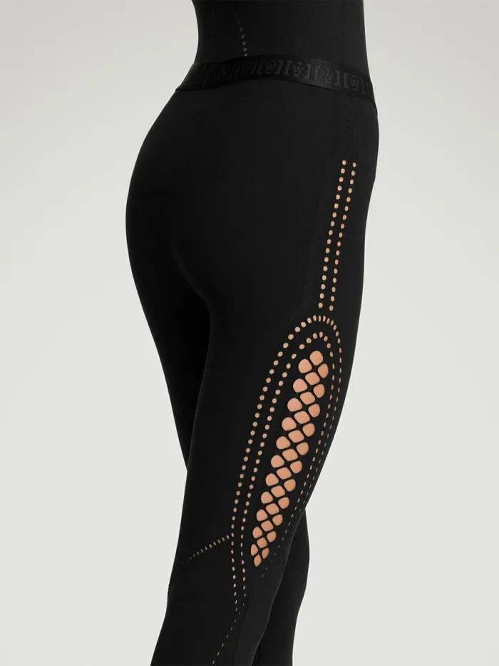 Sporty Lacing Net Leggings Black Women Wolford Leggings