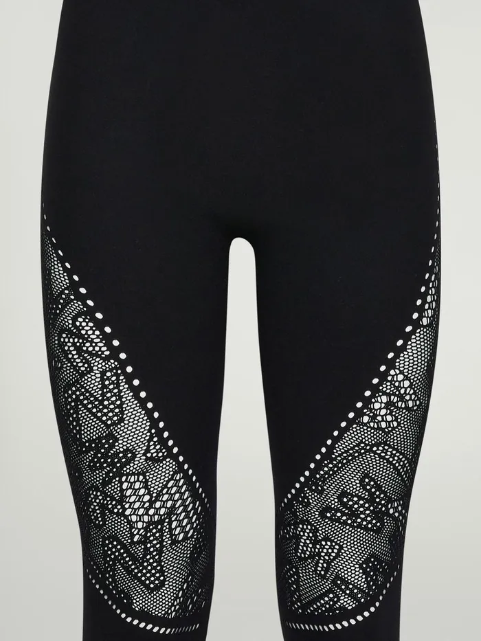 Sporty Logo Net Jumpsuit Black Women Wolford Leggings