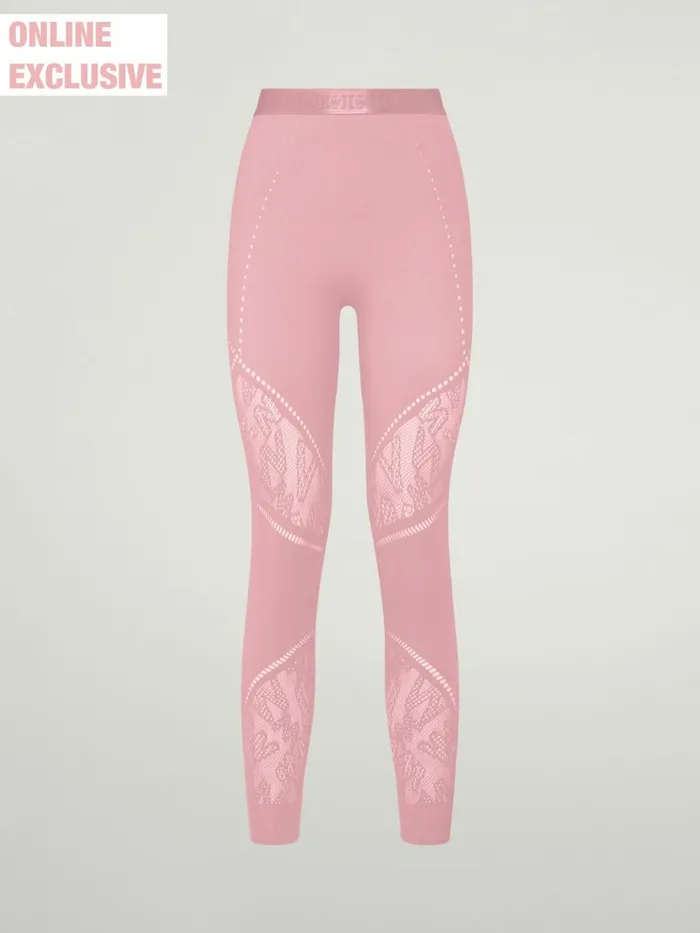 Sporty Logo Net Leggings Dark Pink Women Wolford Leggings