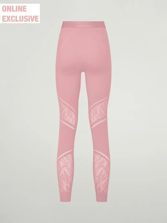 Sporty Logo Net Leggings Dark Pink Women Wolford Leggings