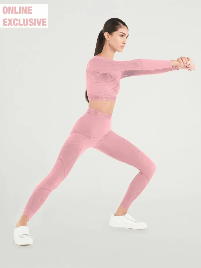 Sporty Logo Net Top Long Sleeve Dark Pink Women Wolford Longsleeve Shirts