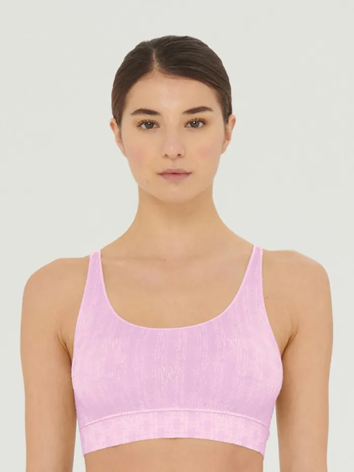 Succession Logo Chain Crop Top Prisma Pinkoff White Women Wolford Tops