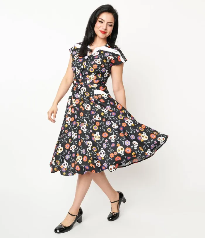 Sugar Skulls Hedda Swing Dress Dresses Unique Vintage Pocket Dresses
