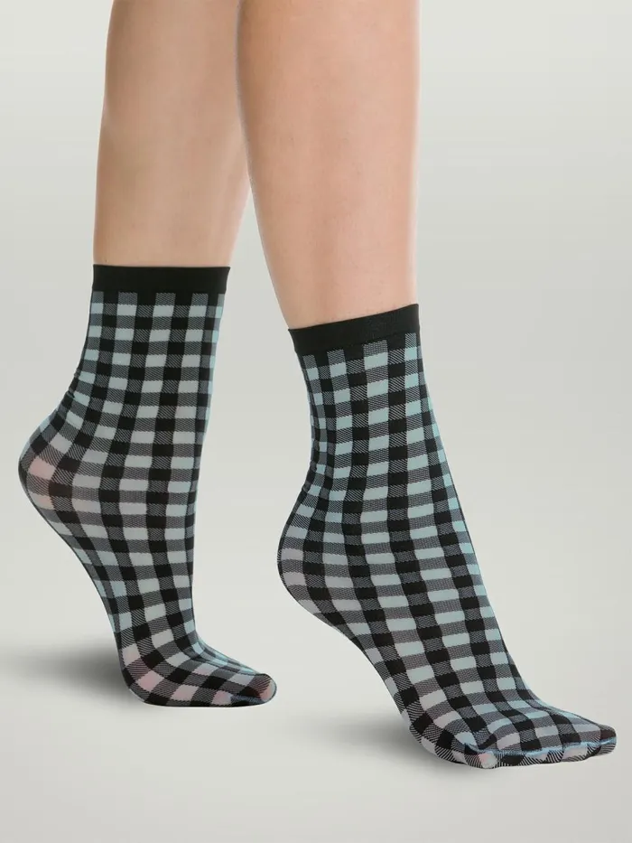 Summer Check Socks Ocean Skyblack Women Wolford Socks