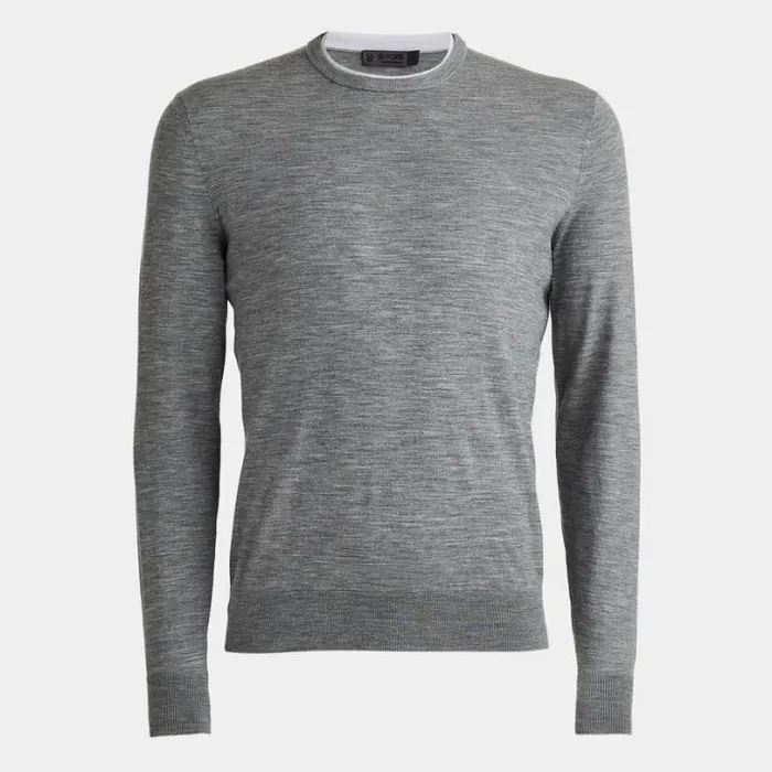 Sweaters Men GFORE CONTRAST MERINO WOOL BLEND CREWNECK SWEATER Heather Grey