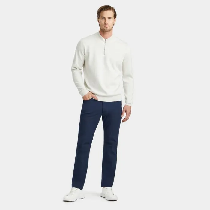 Sweaters Men GFORE CONTRAST V NECK MERINO WOOL QUARTER ZIP SWEATER Stone Heather
