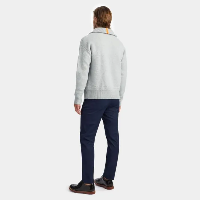 Sweaters Men GFORE RIBBED FUNNEL NECK MERINO WOOL QUARTER ZIP SWEATER Light Heather Grey