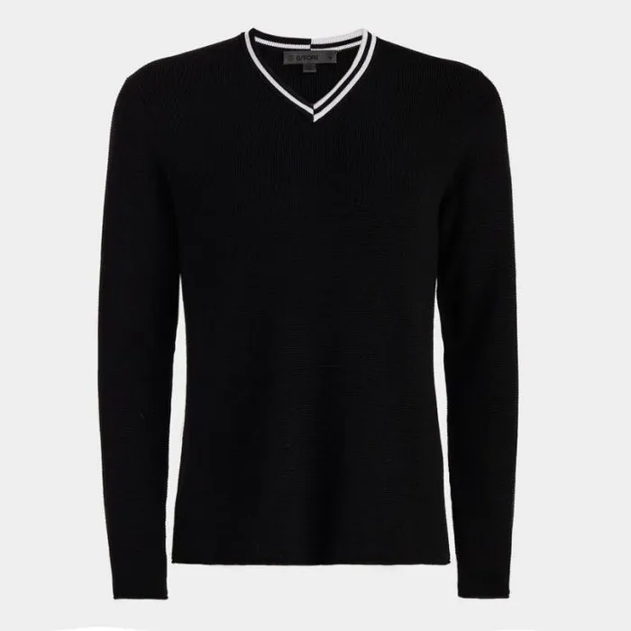 Sweaters Men GFORE V NECK WAFFLE KNIT MERINO WOOL SWEATER Onyx