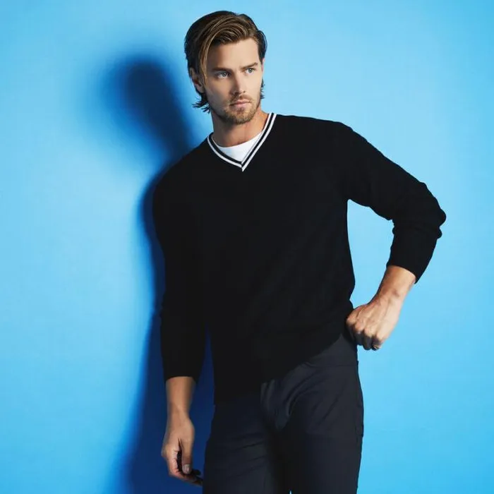 Sweaters Men GFORE V NECK WAFFLE KNIT MERINO WOOL SWEATER Onyx