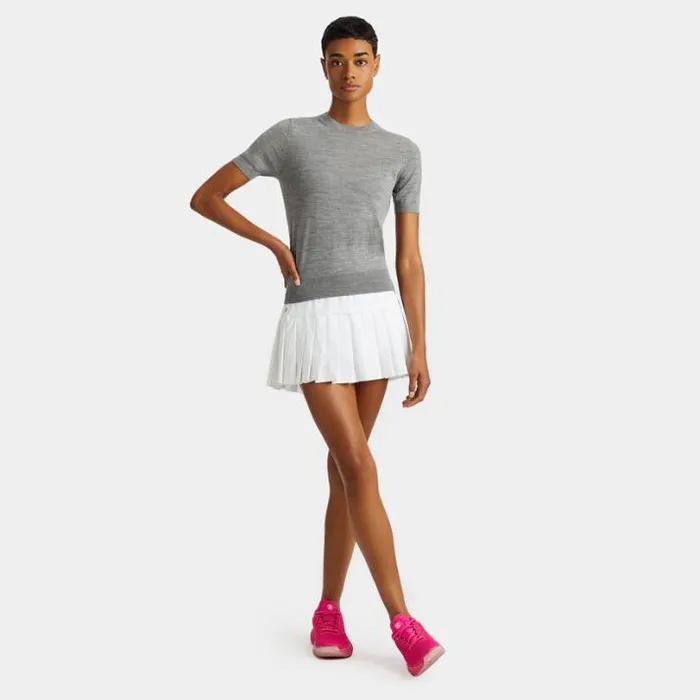 Sweaters Women GFORE MERINO WOOL EASY CARE SHORT SLEEVE OPS SWEATER Heather Grey
