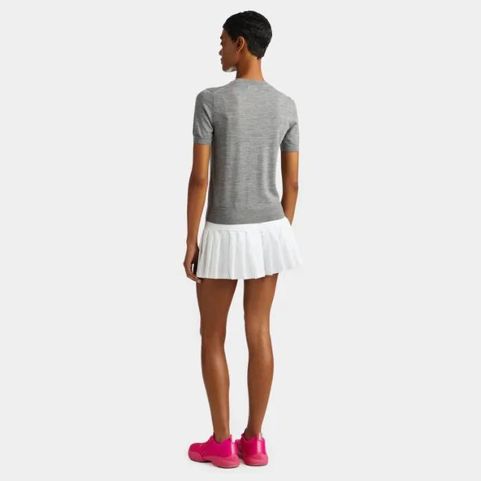Sweaters Women GFORE MERINO WOOL EASY CARE SHORT SLEEVE OPS SWEATER Heather Grey