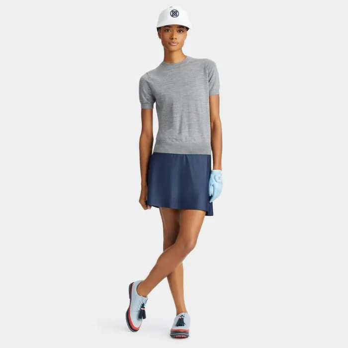 Sweaters Women GFORE MERINO WOOL EASY CARE SHORT SLEEVE OPS SWEATER Heather Grey