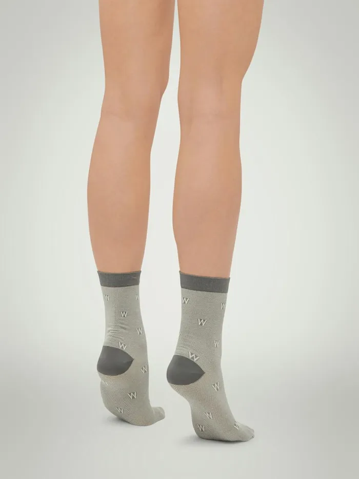 The W Cotton Socks Soft Pewter Off White Women Wolford Socks