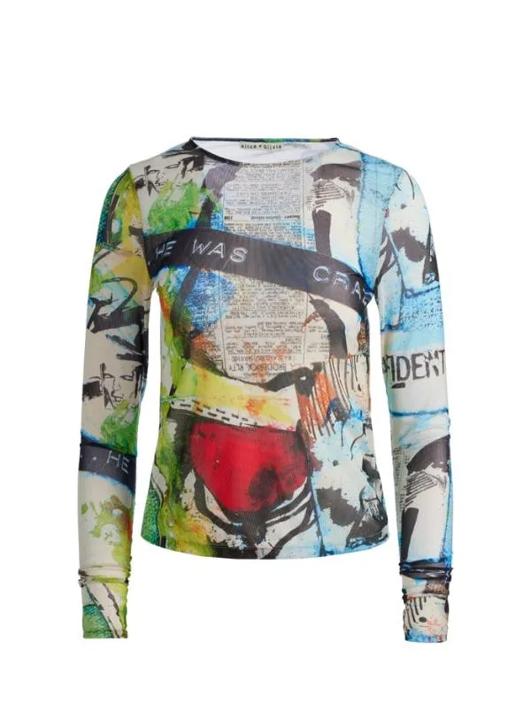 Tops Women Alice Olivia AO X BASQUIAT DELAINA TOP Confidential