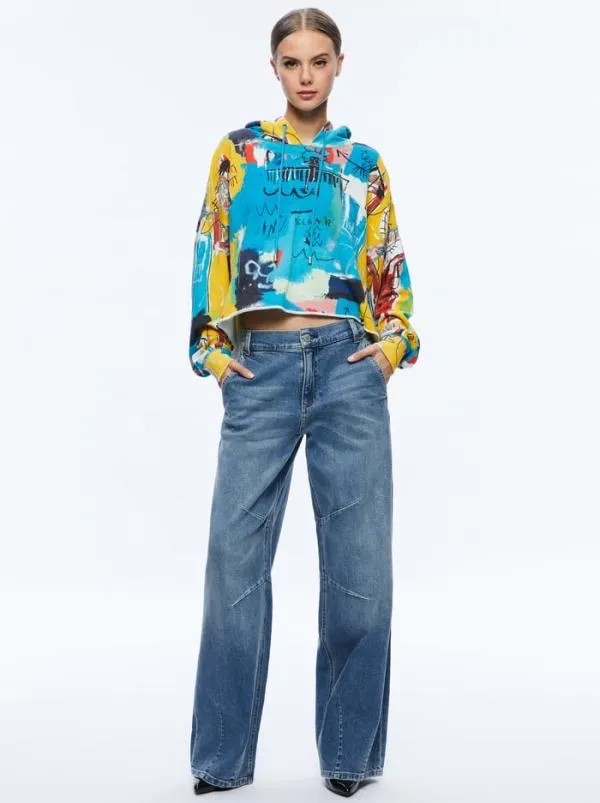 Tops Women Alice Olivia AO X BASQUIAT SUNNY CROPPED HOODIE Untitled