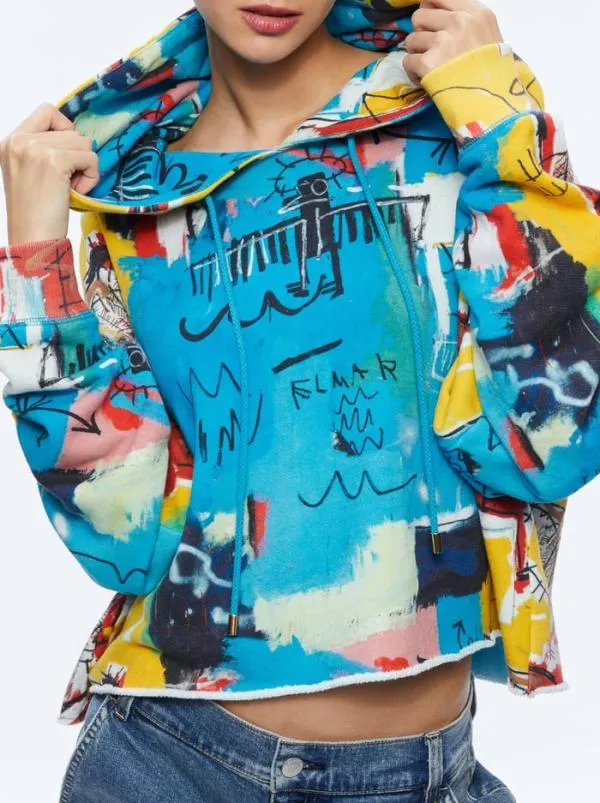 Tops Women Alice Olivia AO X BASQUIAT SUNNY CROPPED HOODIE Untitled