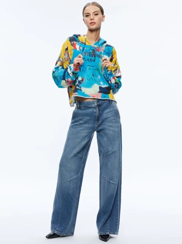 Tops Women Alice Olivia AO X BASQUIAT SUNNY CROPPED HOODIE Untitled