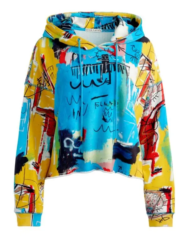 Tops Women Alice Olivia AO X BASQUIAT SUNNY CROPPED HOODIE Untitled
