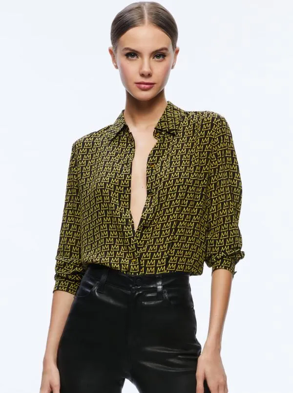 Tops Women Alice Olivia AO X BASQUIAT WILLA PLACKET TOP King Pleasure