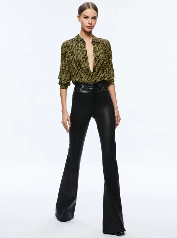 Tops Women Alice Olivia AO X BASQUIAT WILLA PLACKET TOP King Pleasure