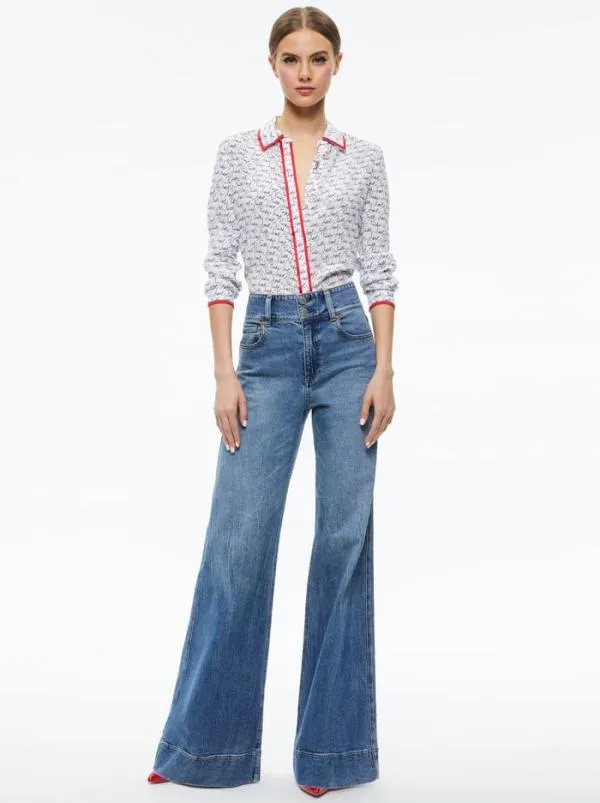 Tops Women Alice Olivia AO X LELE PONS LOVE WILLA BLOUSE Faith